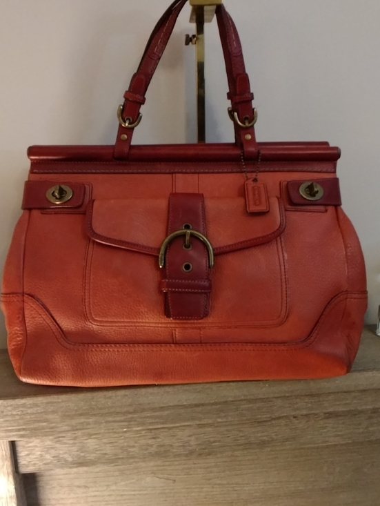 Coach Handbags - Coach Vintage Soho Dowel Satchel 2004 Coral With Red Trim